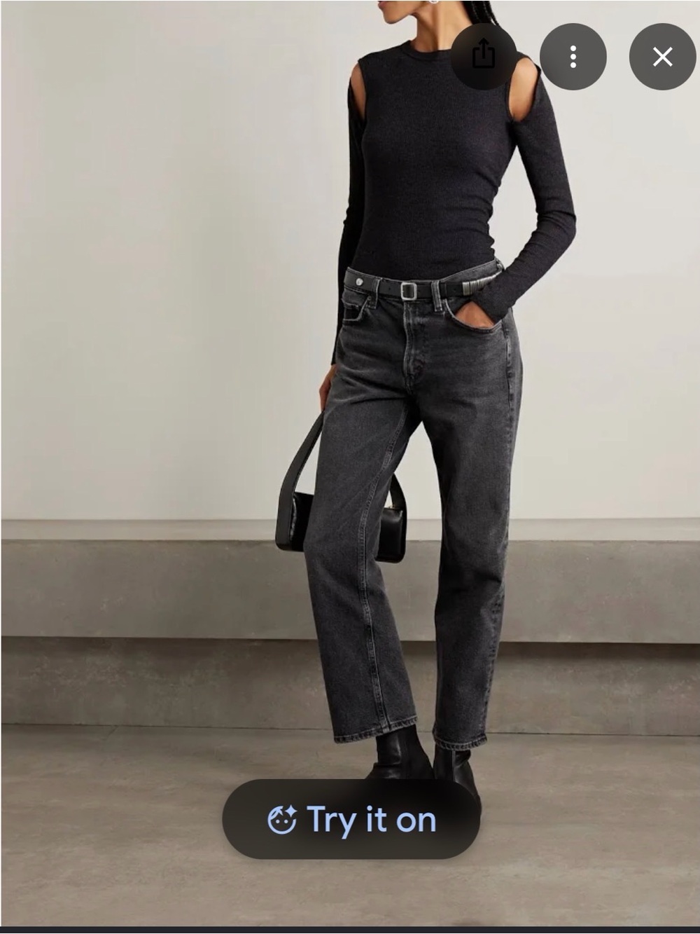Agolde Valen Vintage Mid-Rise Straight Leg Jeans in Black Size 26
